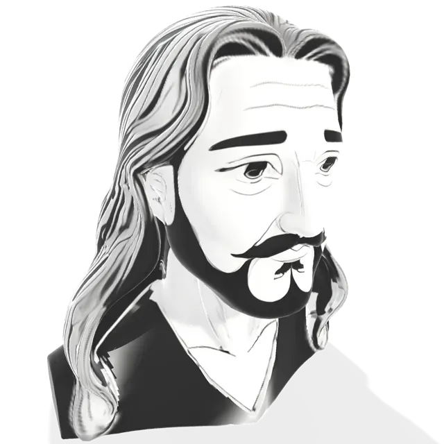 Long-Haired Bearded Man Bust — Image 4 of 9