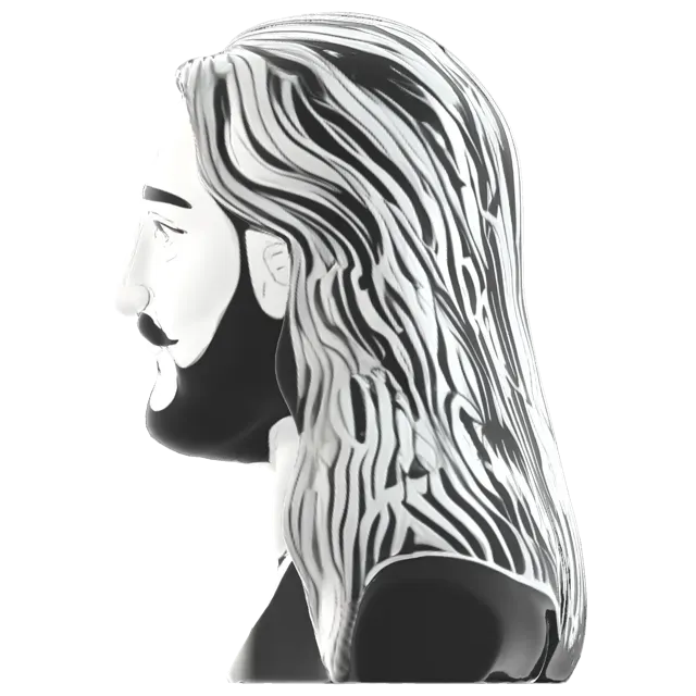 Long-Haired Bearded Man Bust — Image 8 of 9