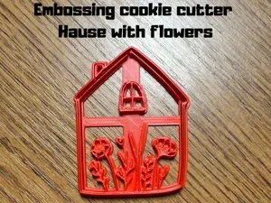 Hause with flowers embossing cookie cutter