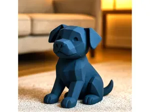 Low poly smiling dog
