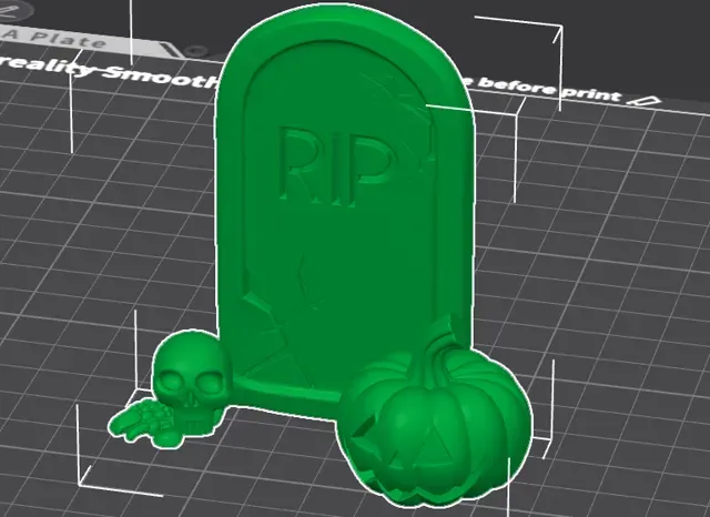 Tombstone with Skull and Pumpkin Lantern Prop — Фото 2 из 2