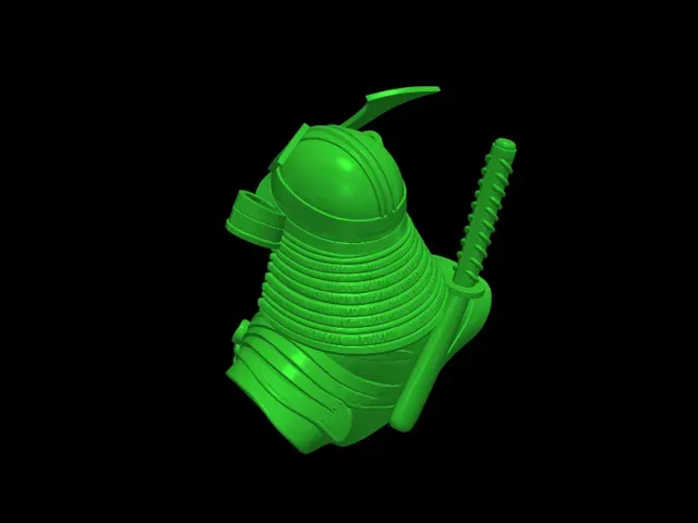 Samurai Warrior Bust with Katana 3D Model — Image 5 of 6