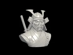Samurai Warrior Bust with Katana 3D Model