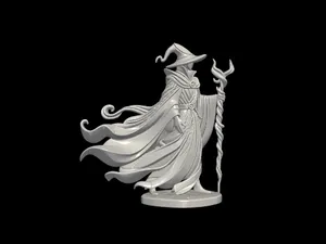 Fantasy Wizard / Witch with Staff Miniature