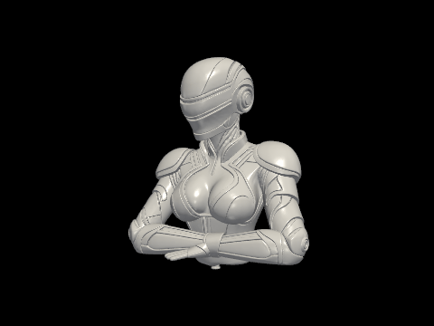 Sci-Fi Female Armored Bust 3D Model