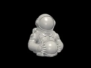 Astronaut Bust Holding Helmet 3D Model