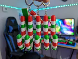 Christmas Candy Cane Keychain / Ornament Set