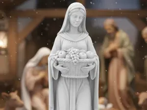 Donna con frutta realistica per presepe natale