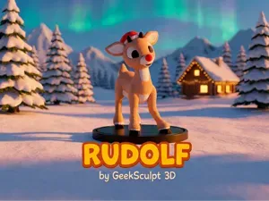 Christmas Rudolph Sculpture - Festive Art