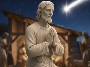 Giuseppe in ginocchio realistico per presepe