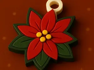 Poinsettia Christmas Ornament – Flat 3D