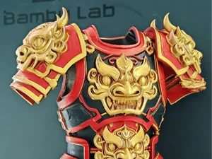 单色盔甲摆件,兽头盔甲镂空,修复支撑倒立打印