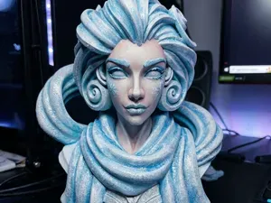 Ice Queen Stylized Bust - Frozen Fantasy Sculpture