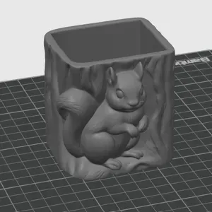 Tree Stump Pen pencil Holder Squirrel Organizer