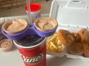 Raising Cain's Sauce holder for cup and straw