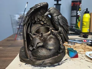 Fox and Raven Pen or led-candle holder