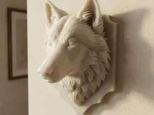 wolf head wall trophy