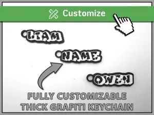 Thick Graffiti Font fully Custom Keychain Maker