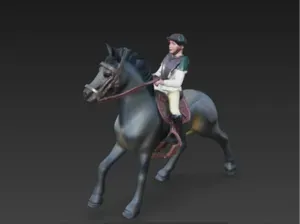 Figurine of a German Schleich horse with a rider