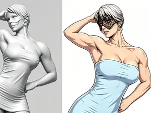 健身面纱美女微缩模型（待涂色白模）