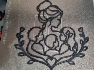 Silhueta Mãe com Filhos – Arte Decorativa 3D