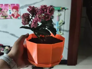 极简十角花盆及配套底托