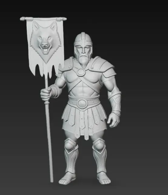 warrior with wolf head banner — Image 7 of 7