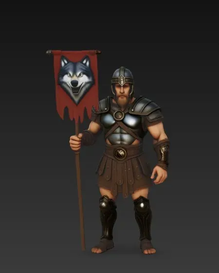warrior with wolf head banner — Image 3 of 7