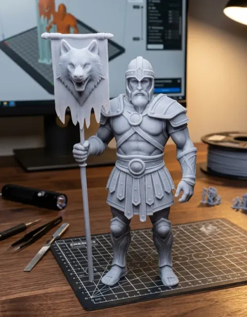 warrior with wolf head banner — Image 2 of 7
