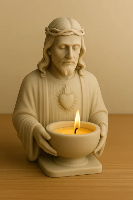 Sacred Heart Jesus Bust Candle Holder STL — Фото 6 из 7