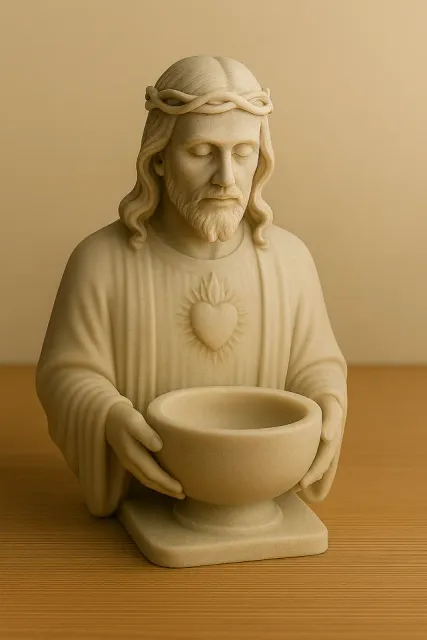Sacred Heart Jesus Bust Candle Holder STL — Фото 7 из 7