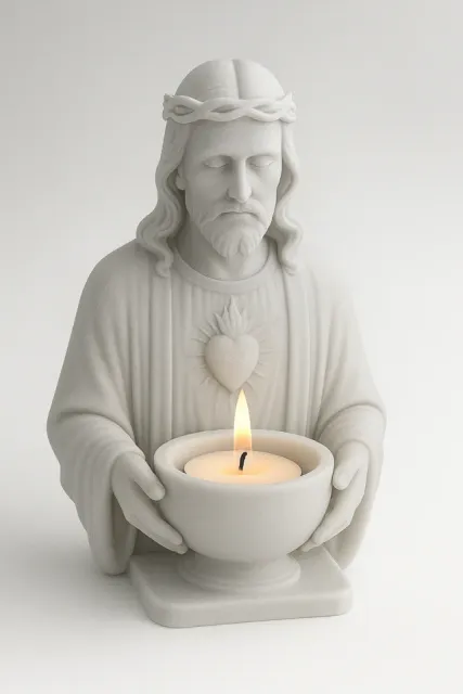 Sacred Heart Jesus Bust Candle Holder STL — Фото 4 из 7