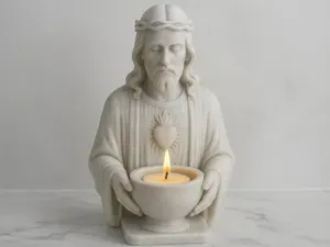 Sacred Heart Jesus Bust Candle Holder STL
