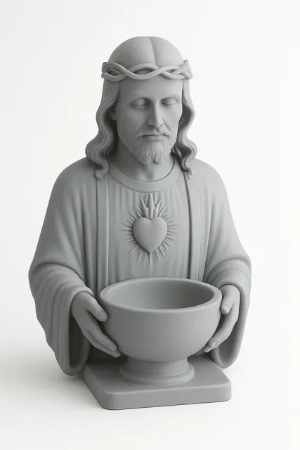 Sacred Heart Jesus Bust Candle Holder STL — Фото 3 из 7