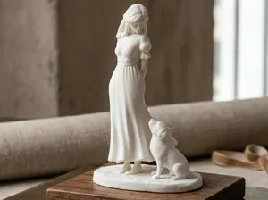 Adorable Girl and Her Dog Figurine - Emotional Art