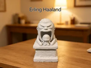 嘴馋的哈兰德雕塑