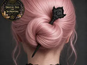Goth Bat Moon Hairpin Stick