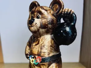 Vintage Soviet Bear Kettlebell Lifter STL
