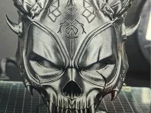 Demonic Horned Skull Mask with Oni Fangs Jaw