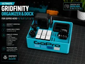 Ultimate Gridfinity Organizer & Dock for GoPro