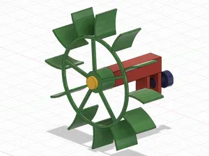 一次打印，免支撑，3D打印水力驱动水车