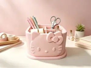 hello kitty 四格收纳 桌面收纳 卡通分格笔筒梳妆台杂物收纳摆件