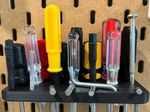 Screwdriver holder for Skadis with T-clips