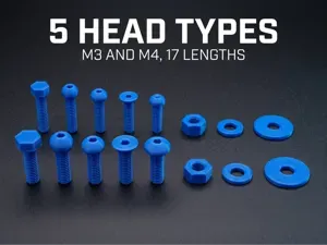 M3 M4 Screw Kit | 176 Parts | 5 Head Types