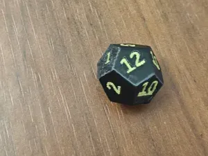 Custom d12 — fair die + spindown counter