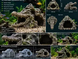 Crocodile Rock Cave – 3D Printable Aquarium Decor
