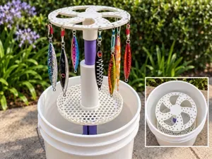 Collapsible Bucket Fishing Jig Holder & Organizer