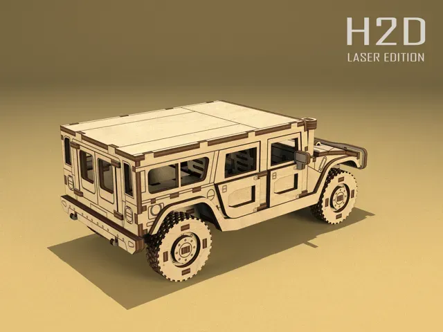 Hummer H1 3D Puzzle for Laser Cutting | 1:24 Scale — Image 5 of 5