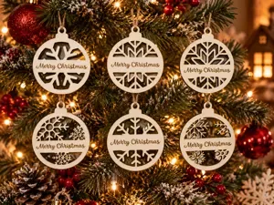 6 Christmas Snowflake Ornaments Customizable Text