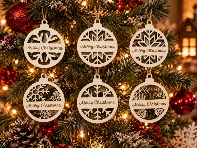 6 Christmas Snowflake Ornaments Customizable Text